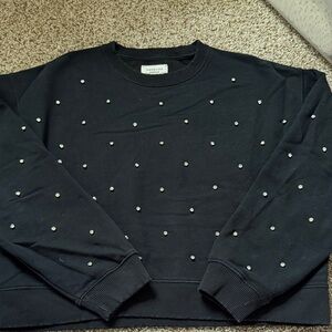 Express Black Crewneck Sweater with Rhinestone Details